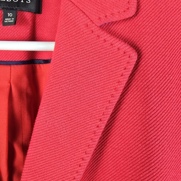 Talbots Women's Aberdeen Red Cotton Blend Blazer 2 Button Closure Size 10 Office - Picture 5 of 14